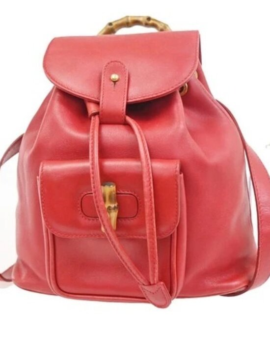 Gucci | Bags | Gucci Logo Bamboo Drawstring Mini Backpack Bag